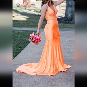 Johnathan Kayne Vibrant Orange Prom Dress